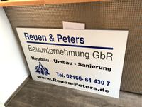 Reuen und Peters Bauunternehmen Dibond Schild Klebebuchstaben Plottfolie